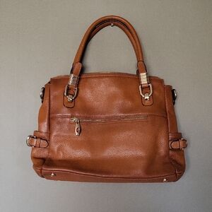 KATTEE Chic Tan Leather Satchel/Crossbody